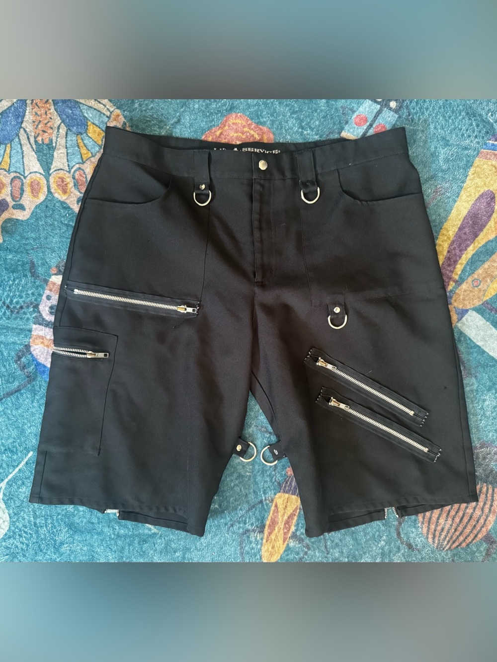 Lip Service Men's Black Bondage Shorts with Zipper Details 38 Rayon Blend VGUC